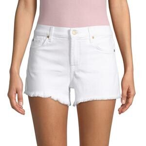 7 For All Mankind White Denim Cut-Off Shorts
